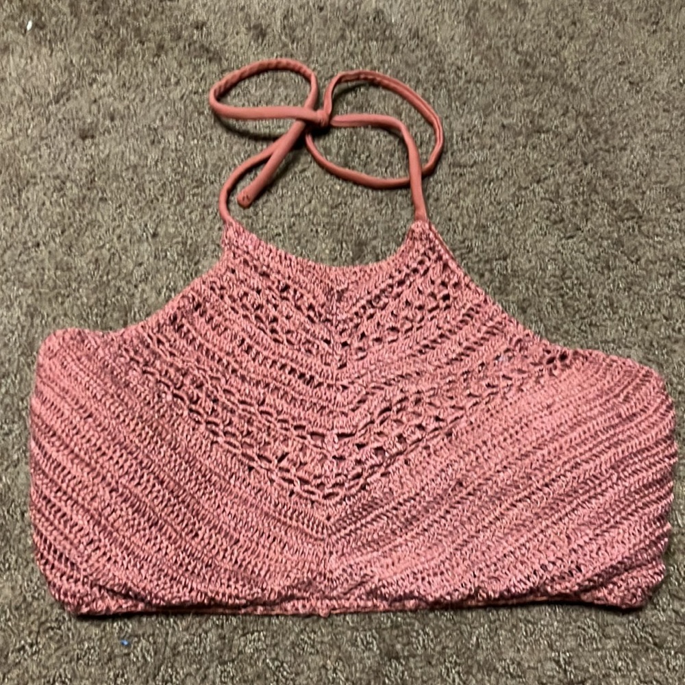 Ika Kul bikini crochet like top (only) burnt orange color EUC